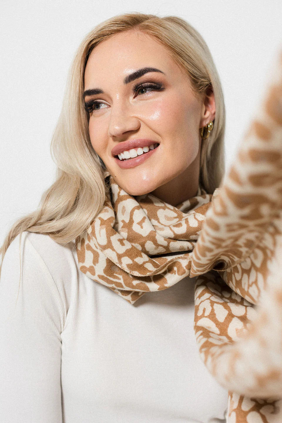 Leopard Print Scarf - Fudge