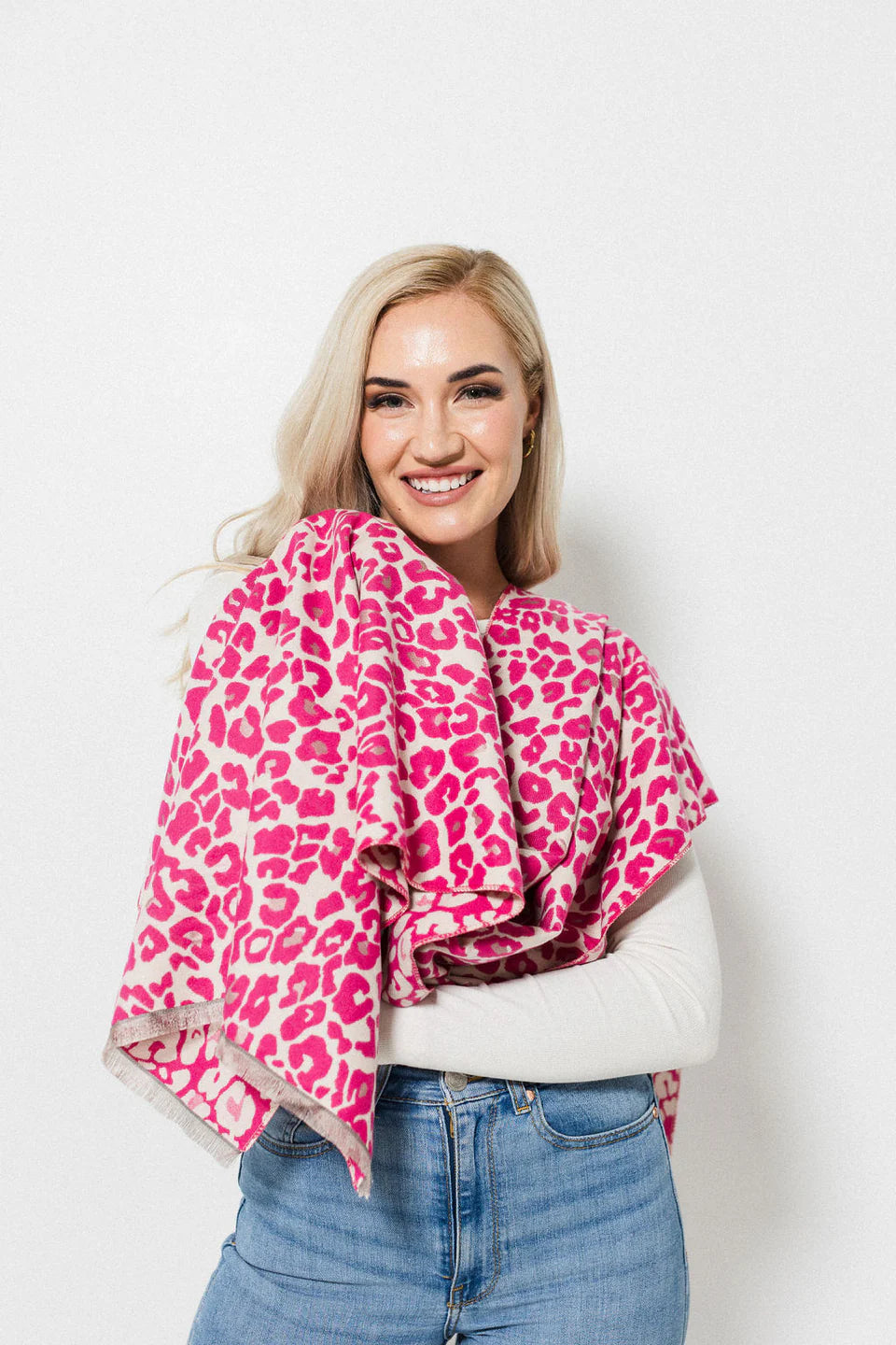 Leopard Print Scarf - Magenta