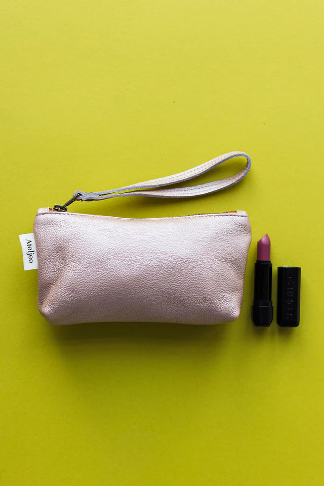 Mini Wrist Pouch Bag - Metallic Rose Gold