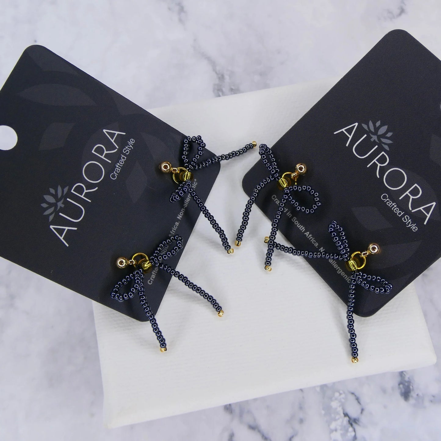 Mini Noya Bow Earrings - Granite (Gold-Plated)