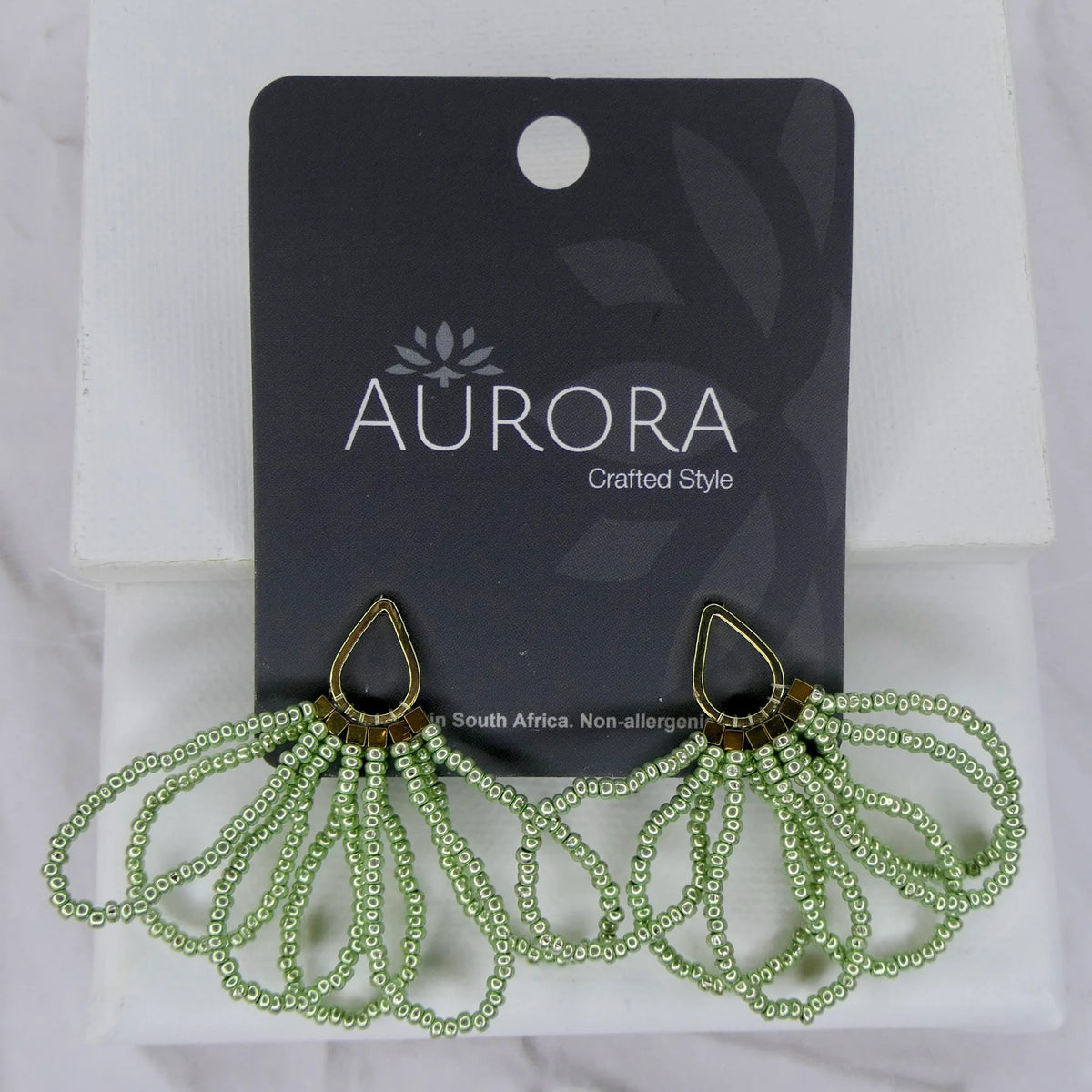 Draped Teardrop Earrings - Soft Green (Gold-Plated)