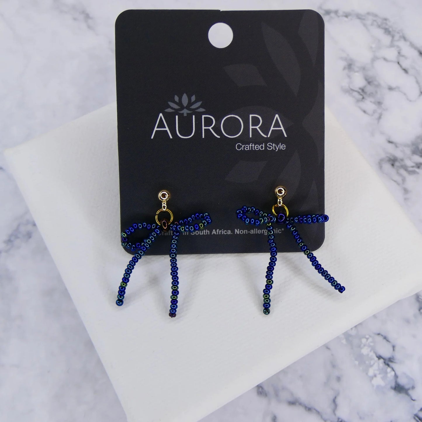 Mini Noya Bow Earrings - Mermaid Blue (Gold-Plated)