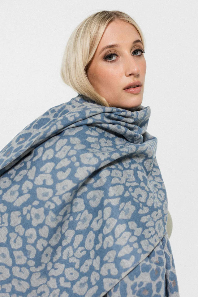 Leopard Print Scarf - Denim