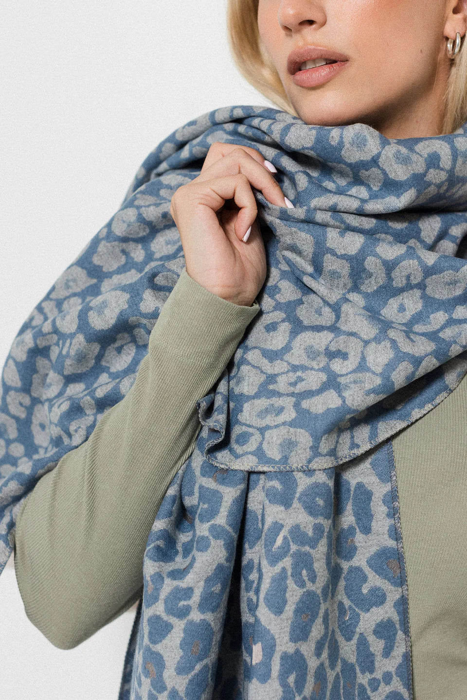 Leopard Print Scarf - Denim