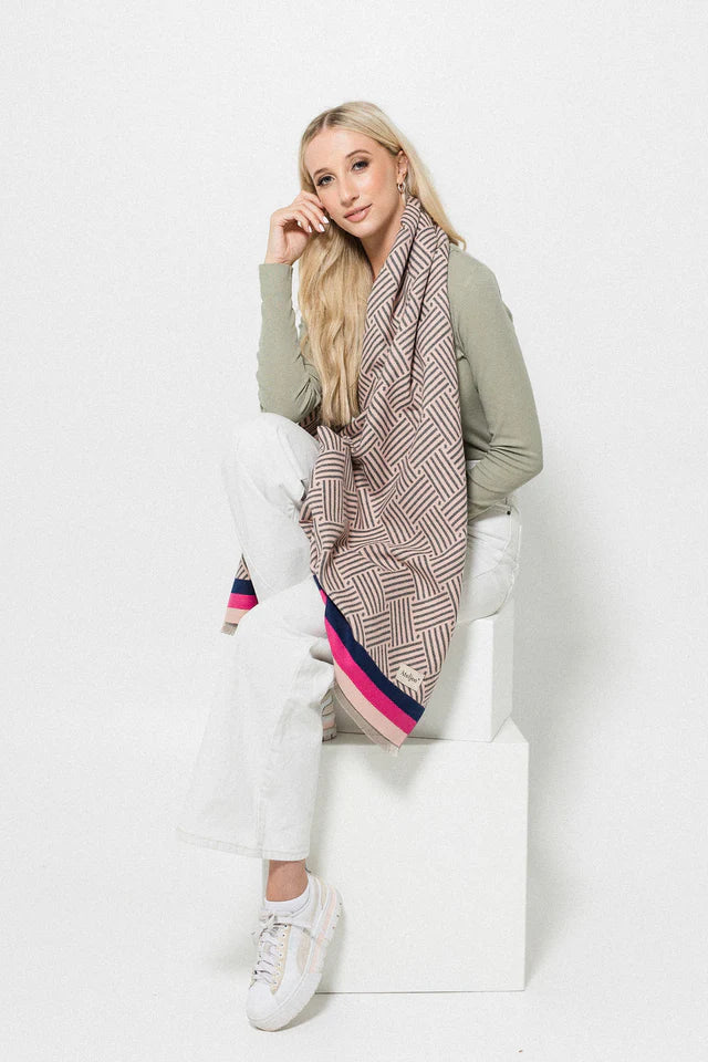 Crisscross Border Scarf - Blush