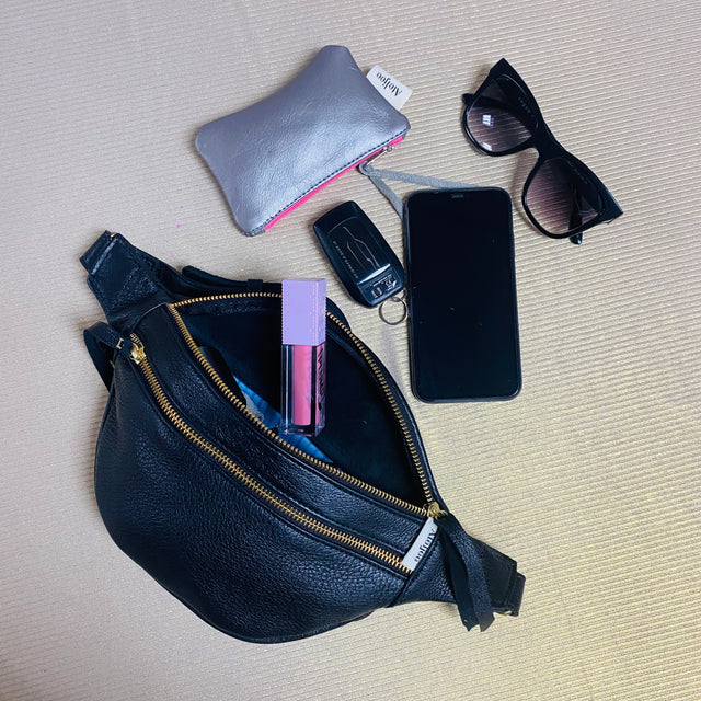 Crossbody Bag - Black with Gold Zip