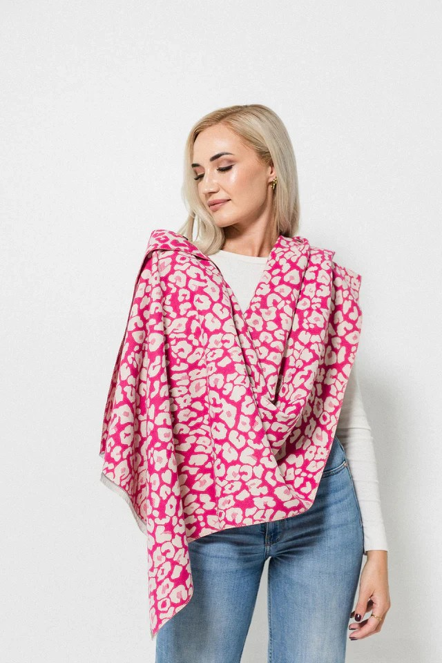Leopard Print Scarf - Magenta