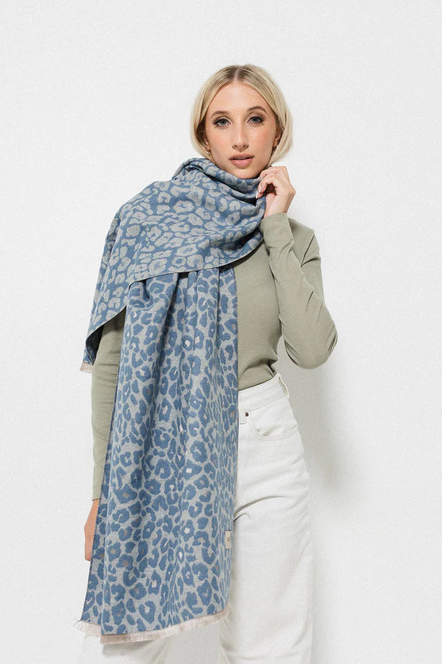 Leopard Print Scarf - Denim