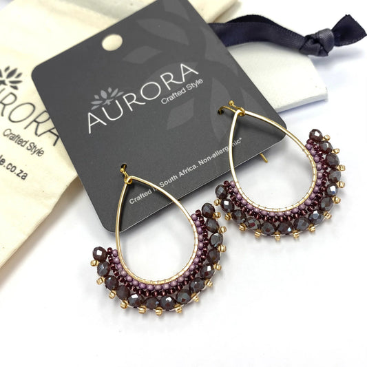 Half Frida Earrings - Aubergine (Gold-Plated)