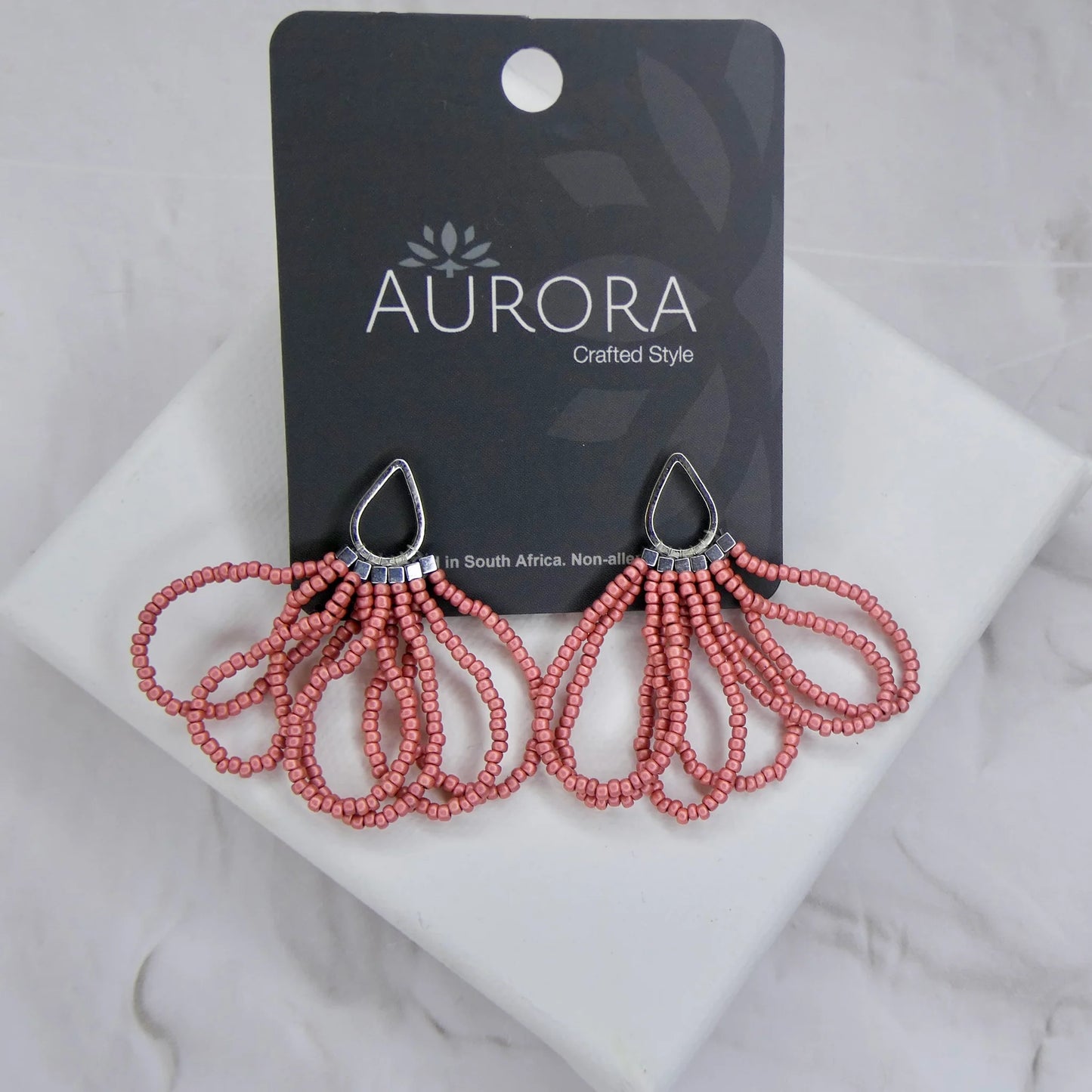Draped Teardrop Earrings - Winter Pink (Silver-Plated)