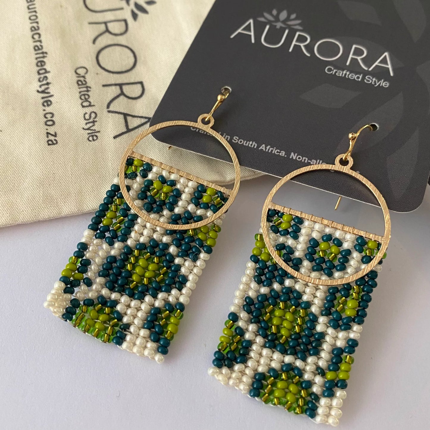 Animal Print Earrings - Lime & Cream