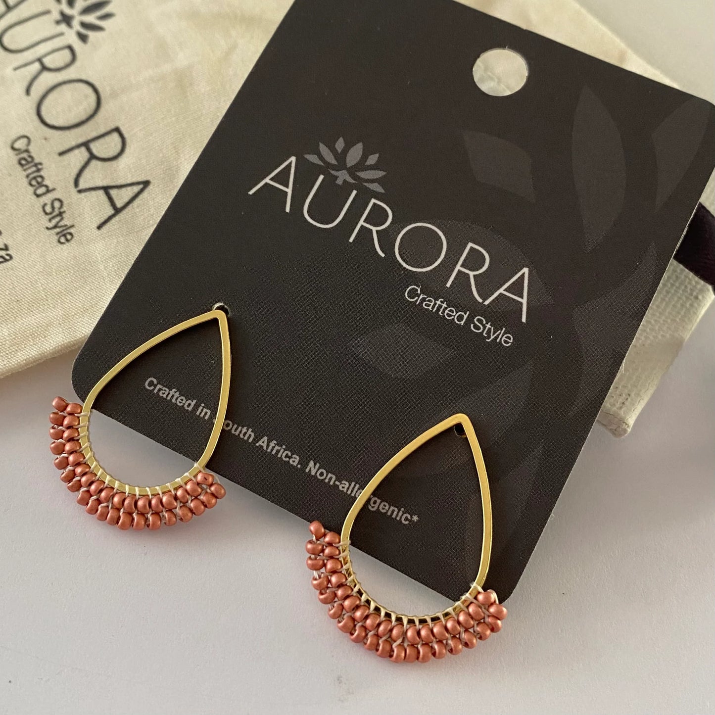 Dipped Teardrop Stud Earrings - Winter Pink (Gold-Plated)