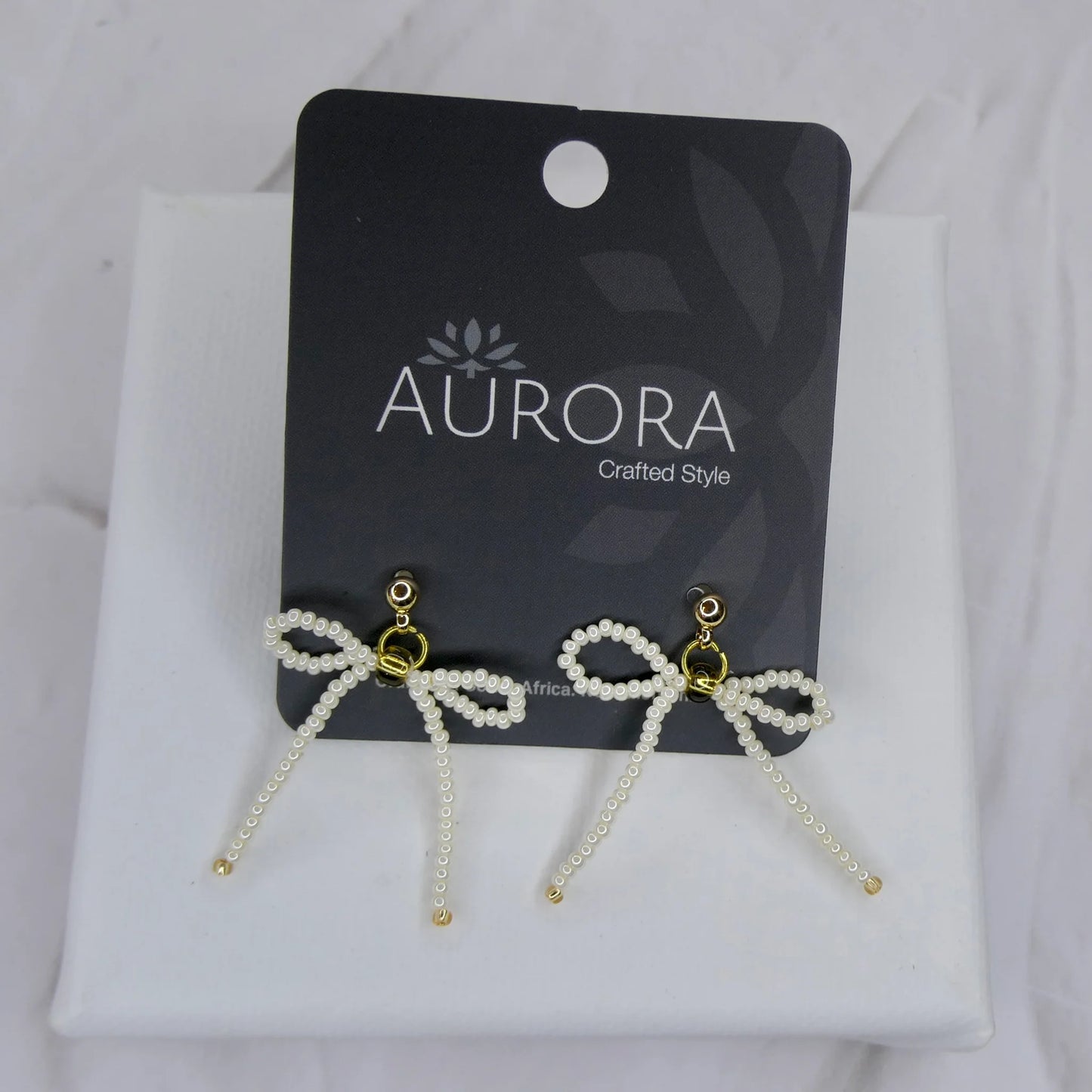 Mini Noya Bow Earrings - Pearl (Gold-Plated)