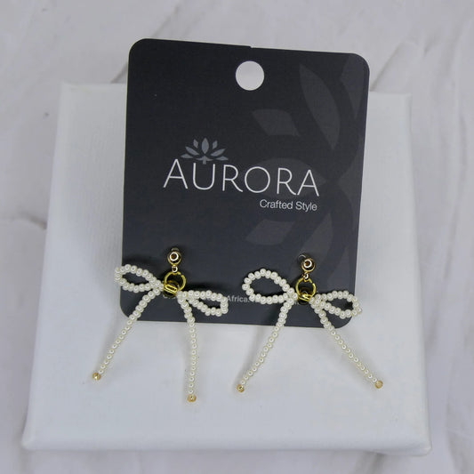 Mini Noya Bow Earrings - Pearl (Gold-Plated)