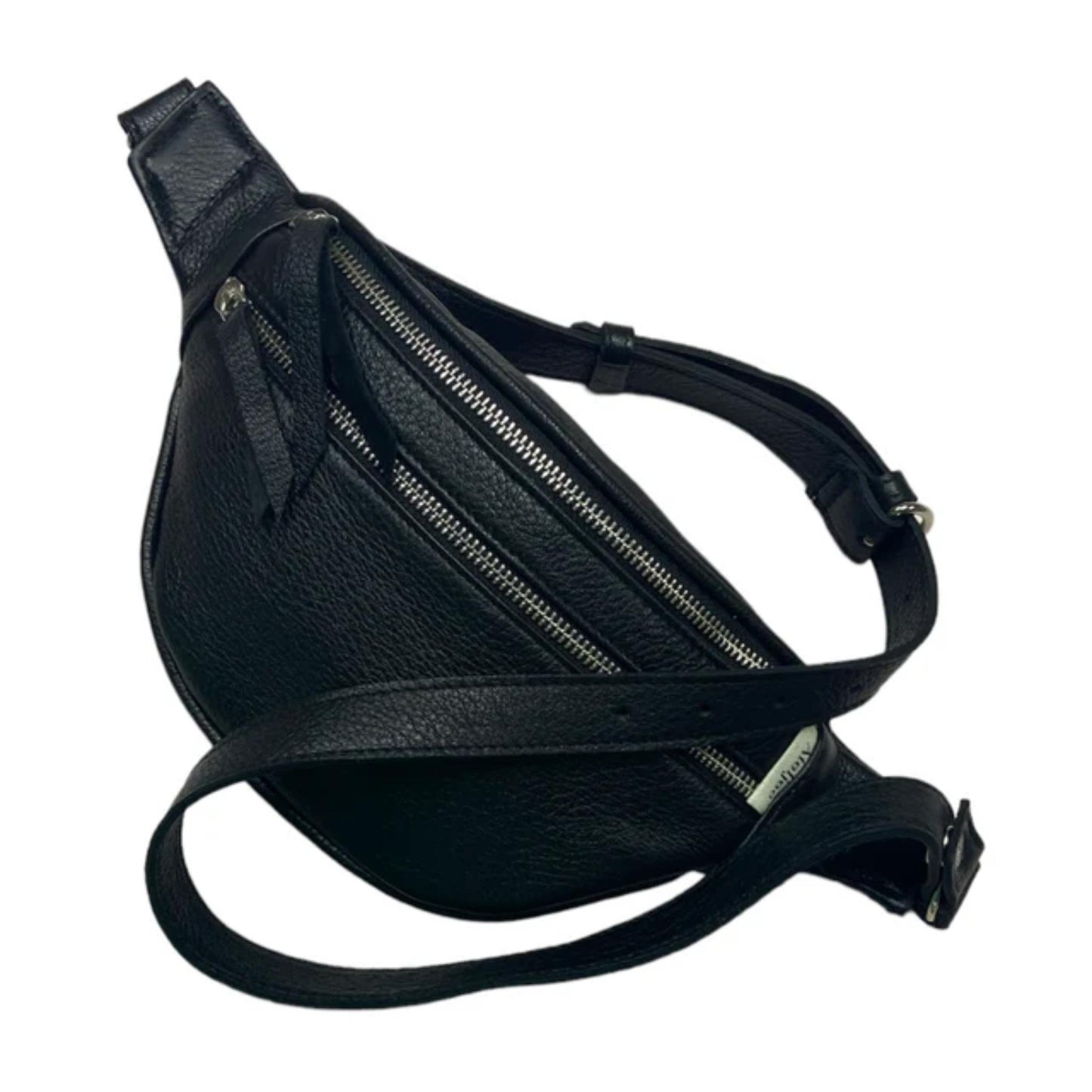 Crossbody Bag - Black with Silver Zip