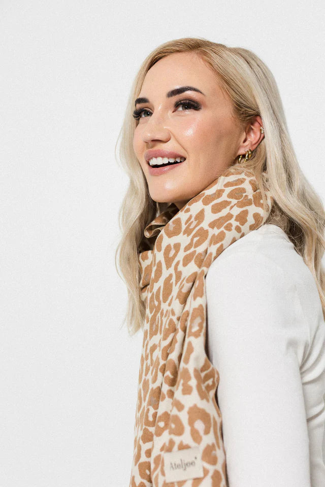 Leopard Print Scarf - Fudge