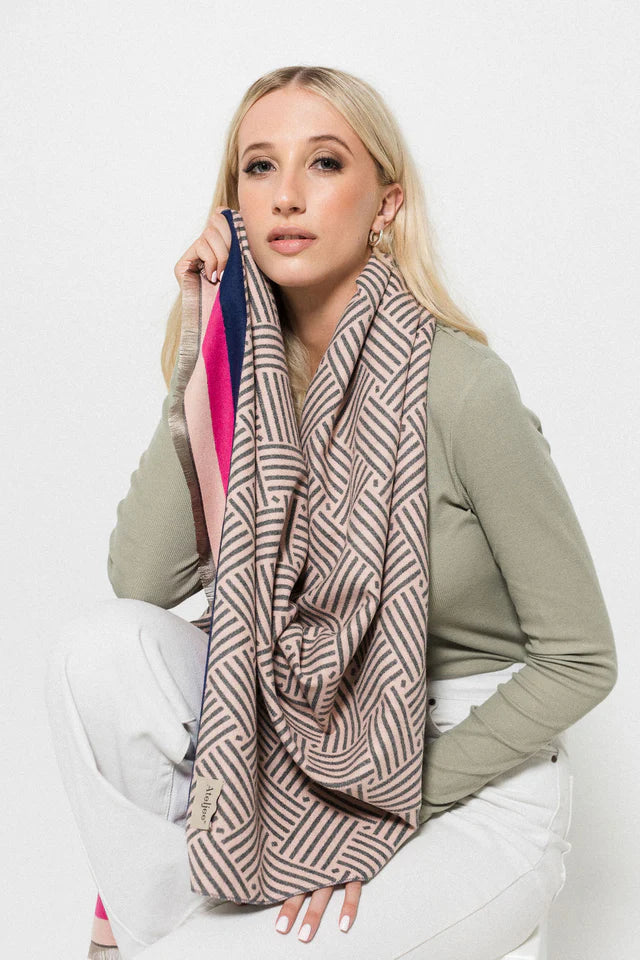 Crisscross Border Scarf - Blush