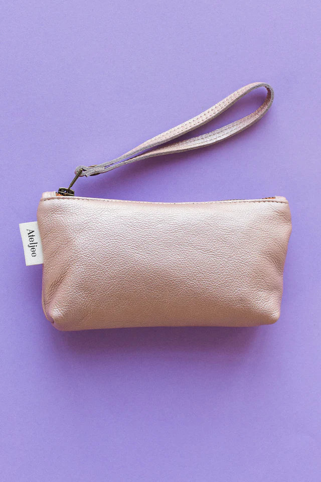Mini Wrist Pouch Bag - Metallic Rose Gold