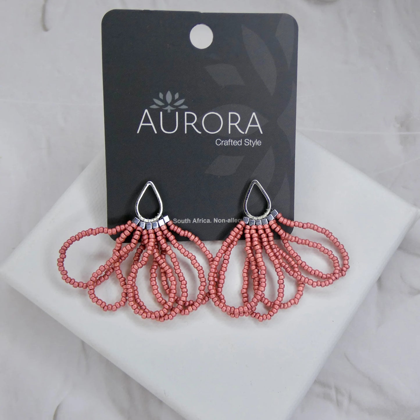 Draped Teardrop Earrings - Winter Pink (Silver-Plated)