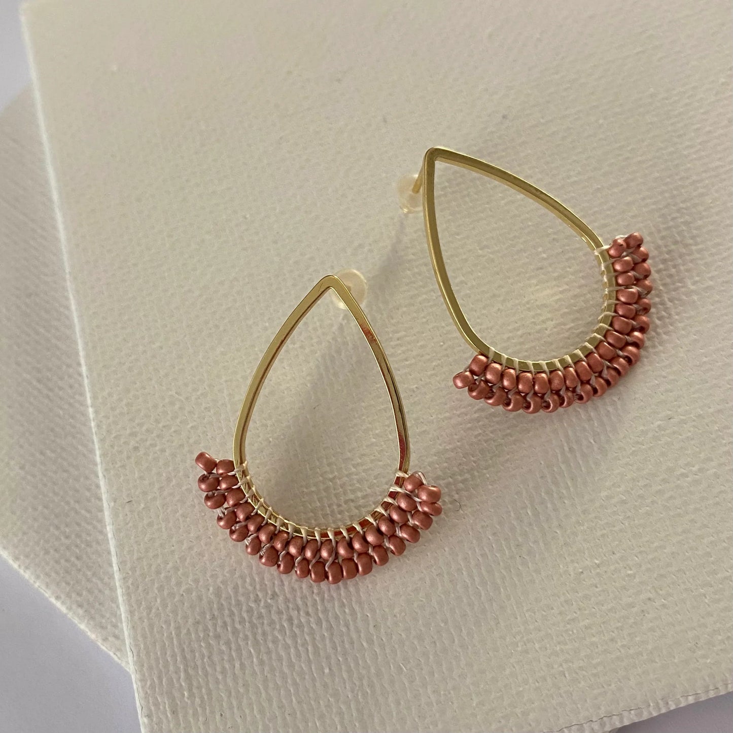 Dipped Teardrop Stud Earrings - Winter Pink (Gold-Plated)