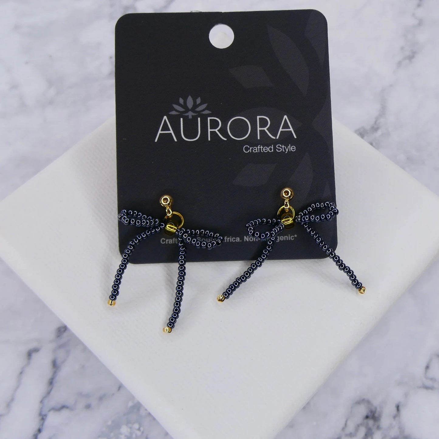 Mini Noya Bow Earrings - Granite (Gold-Plated)