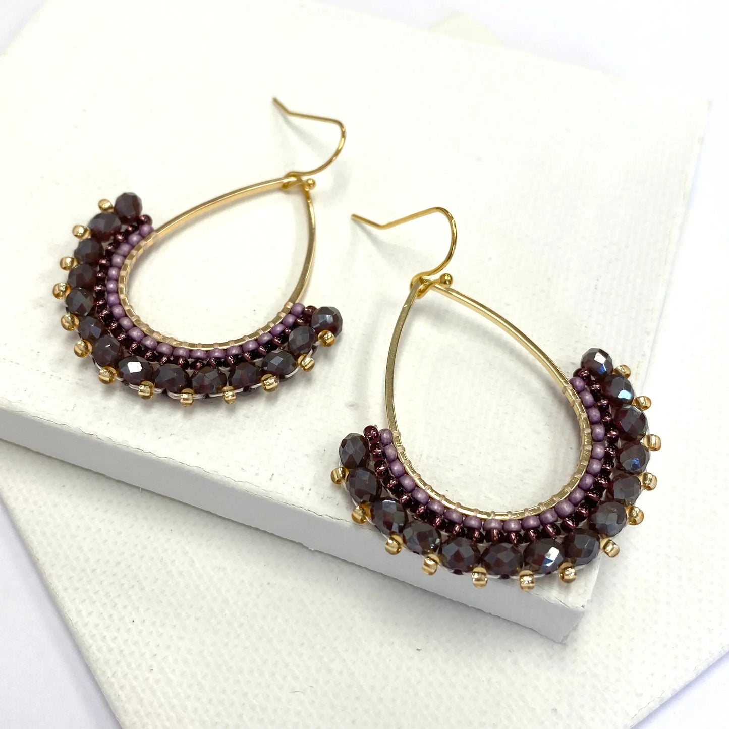 Half Frida Earrings - Aubergine (Gold-Plated)