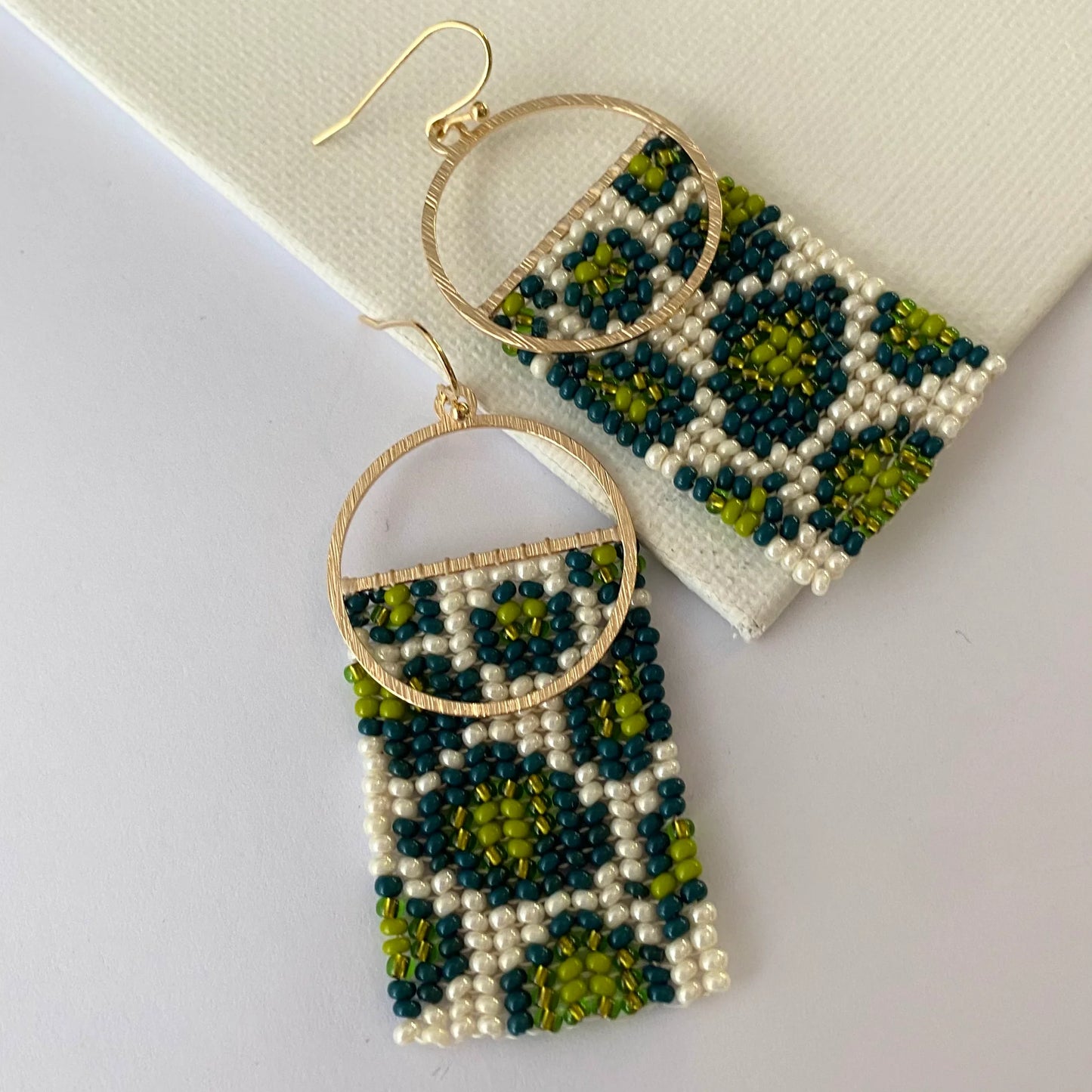 Animal Print Earrings - Lime & Cream