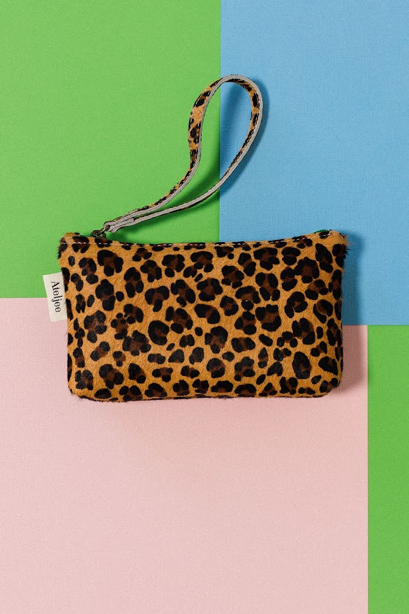 Mini Wrist Pouch Bag - Brown Leopard Print