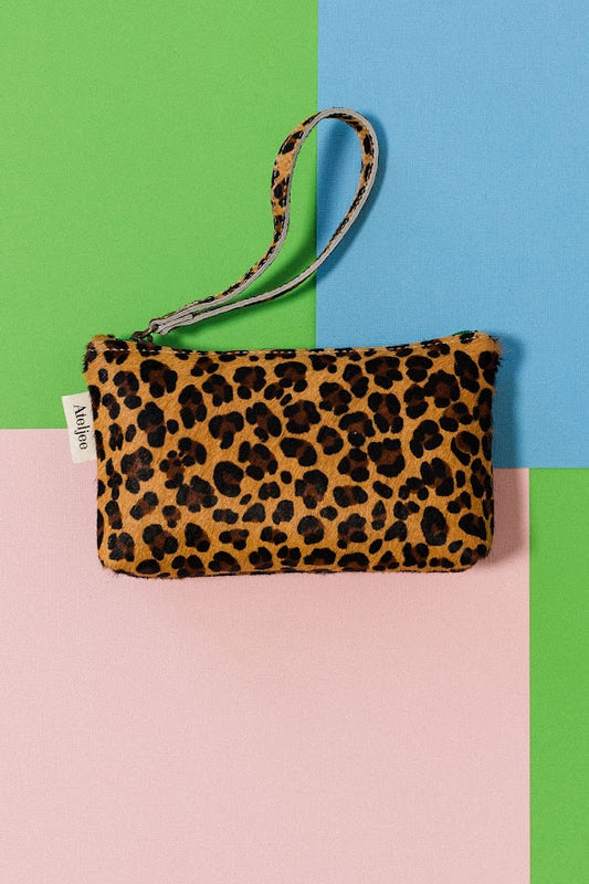 Mini Wrist Pouch Bag - Brown Leopard Print