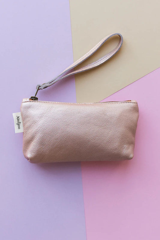 Mini Wrist Pouch Bag - Metallic Rose Gold