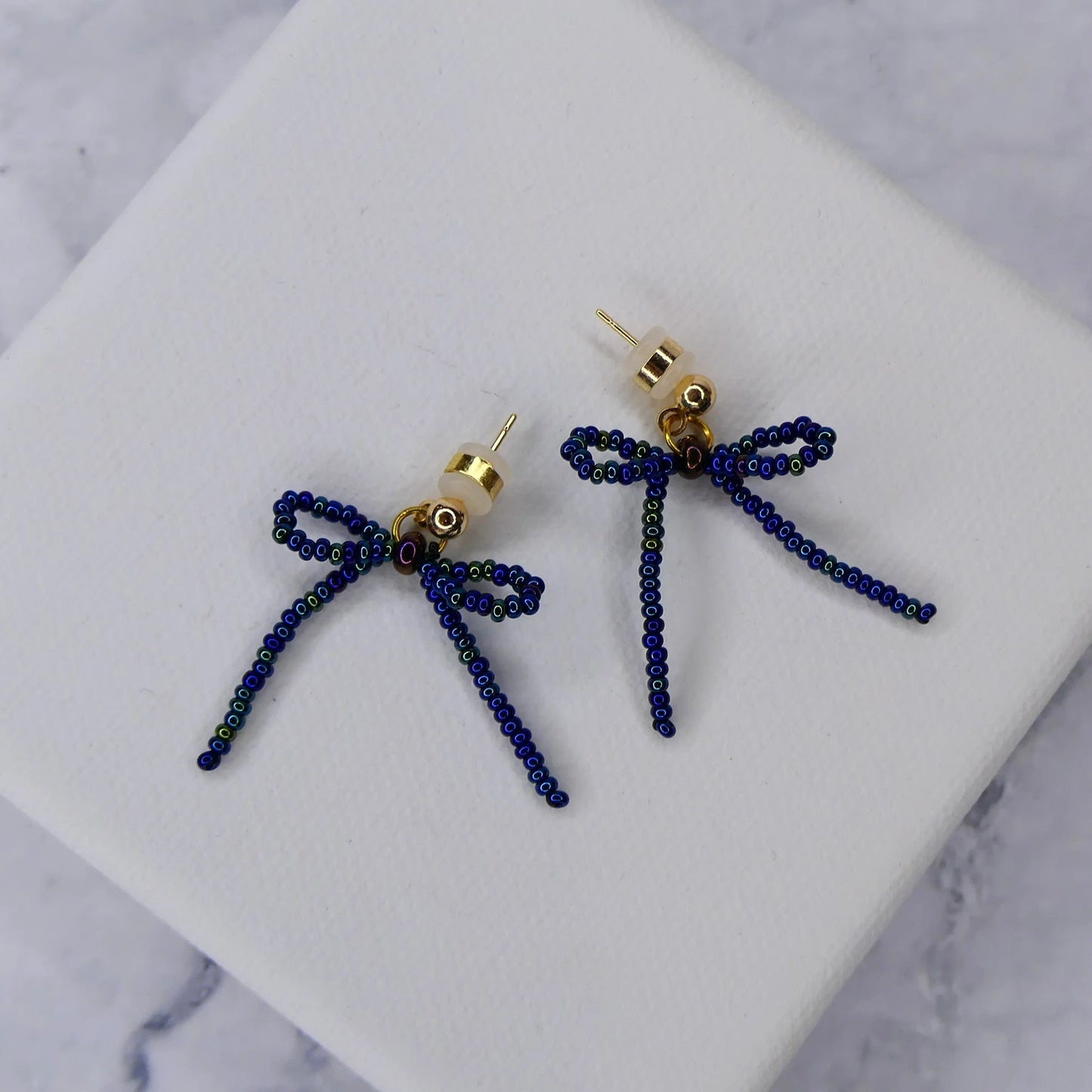 Mini Noya Bow Earrings - Mermaid Blue (Gold-Plated)