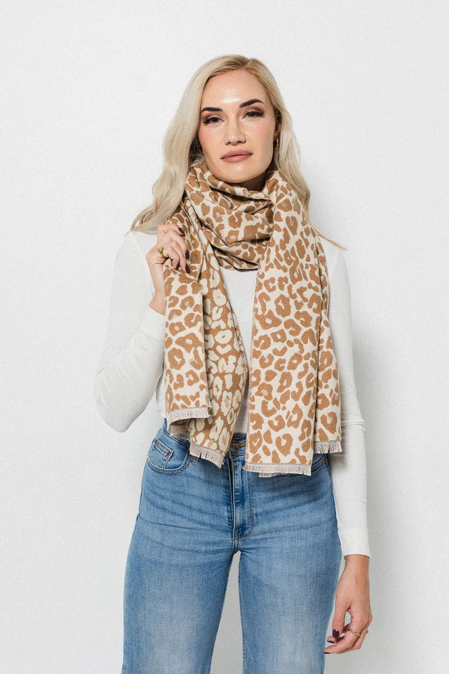 Leopard Print Scarf - Fudge
