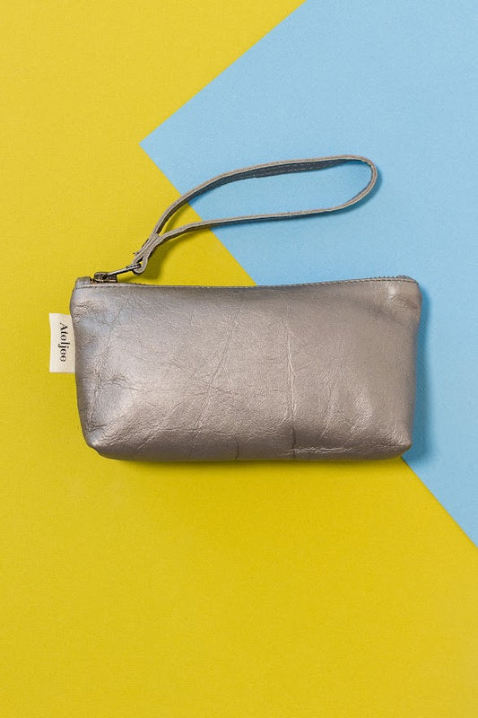 Mini Wrist Pouch Bag - Metallic Pewter