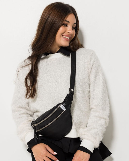 Crossbody Bag - Black with Silver Zip