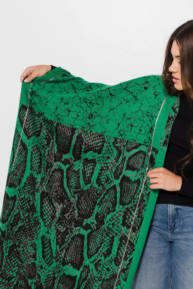 Snake Print Scarf - Green/Black
