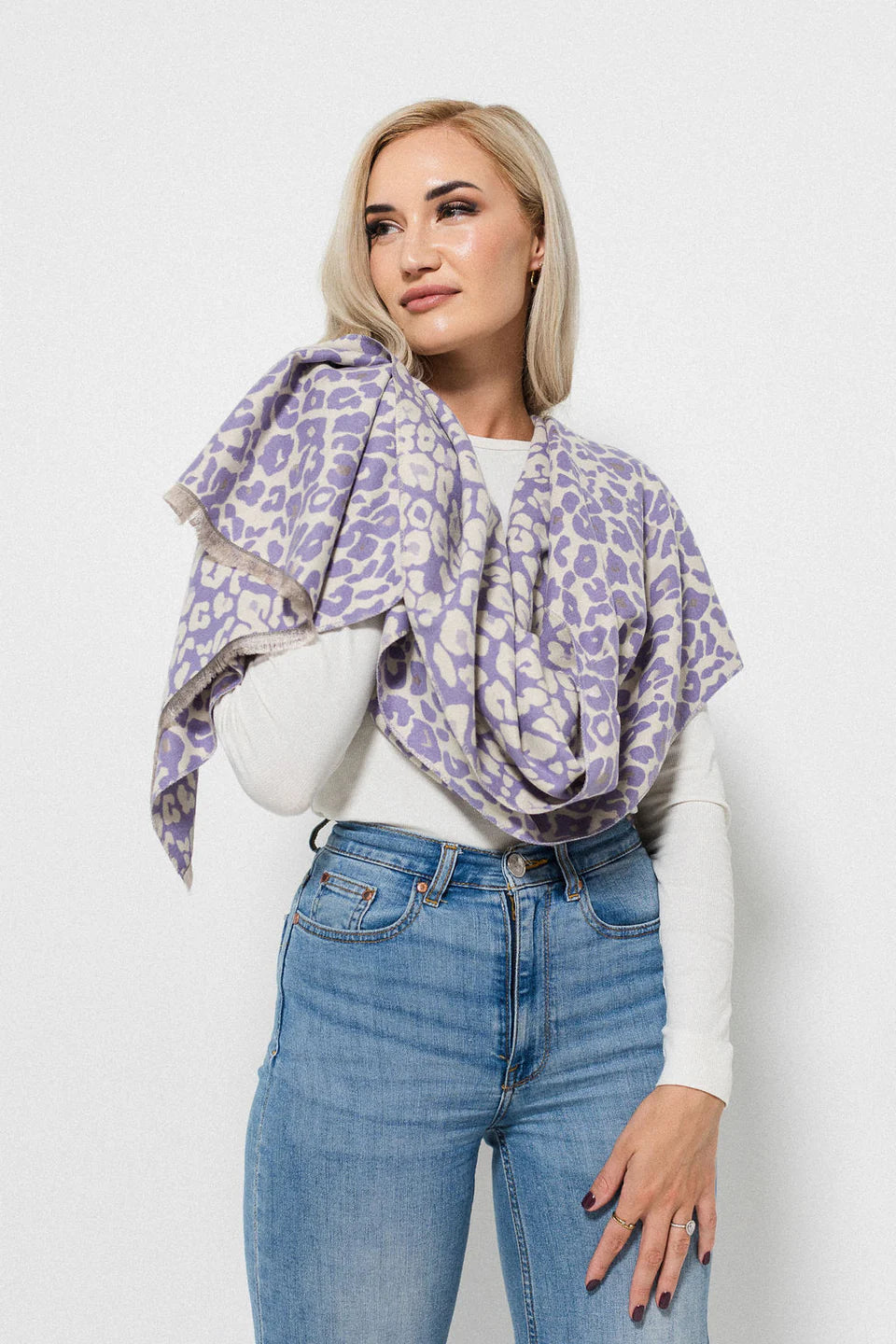 Leopard Print Scarf - Lilac