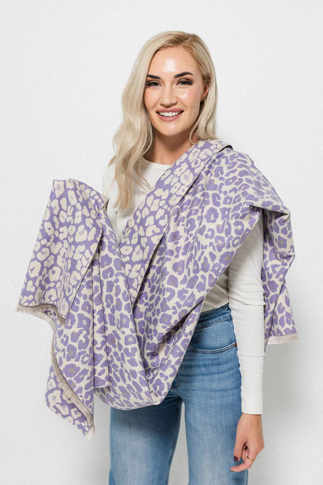 Leopard Print Scarf - Lilac